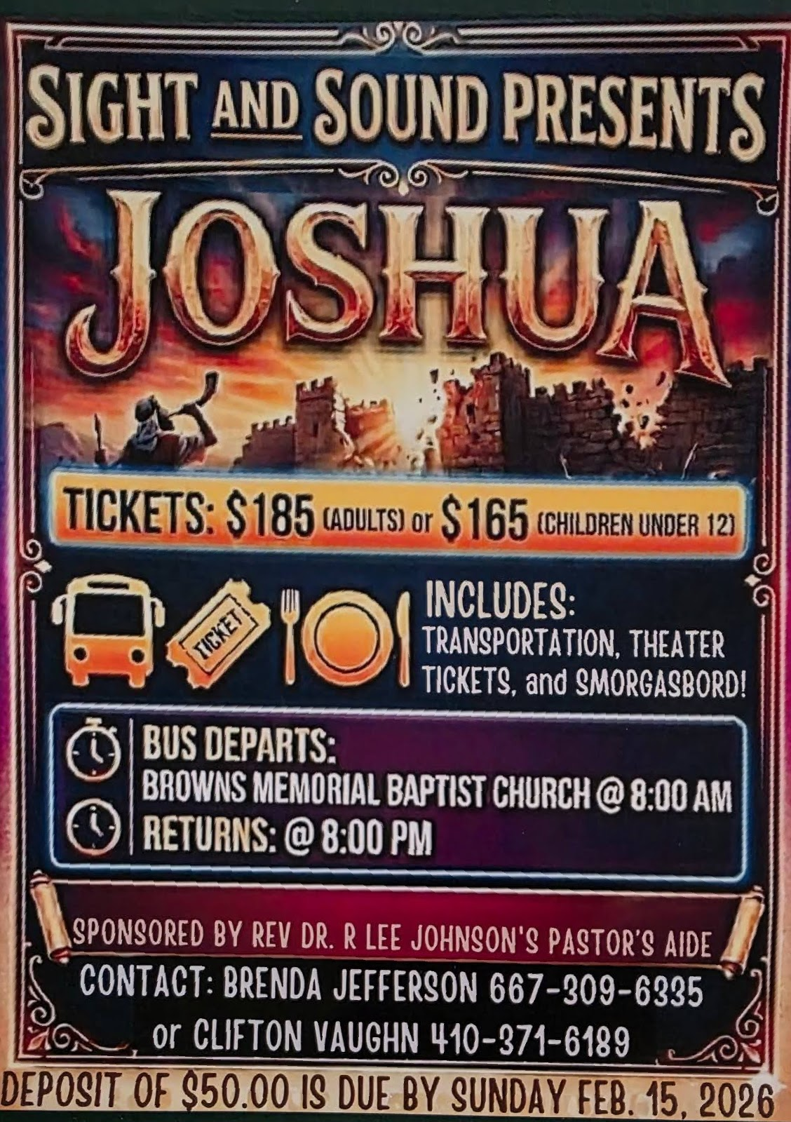 Joshua by Sight And Sound. Aug 22, 2026